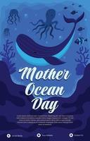 plantilla de póster del día de la madre del océano vector
