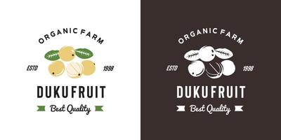 ilustración del logotipo de la fruta duku vintage adecuada para la tienda de frutas y la granja de frutas vector