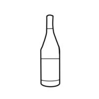 Wine Bottle for relax and celebration Hand drawn organic line Doodle vector