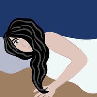 concepto vectorial de insomnio. la mujer en la cama no puede dormir. vector