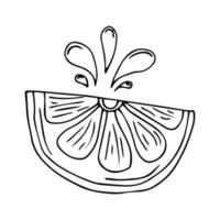 Single element hand drawn lemon slice icon. Vector illustration of doodles for cafes and restaurants, cute postcards and culinary design.