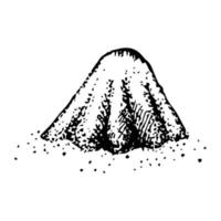 Salt, pepper, spices hand drawn. Vector illustration of a hill of salt. Icon spices, pepper.