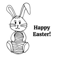 Rabbit Hugging Easter Egg Isolated Coloring Page vector