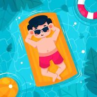niño disfrutando del verano en la piscina vector