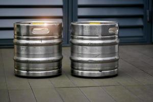 two beer barrels close-up photo