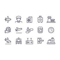 airport line icons vector design