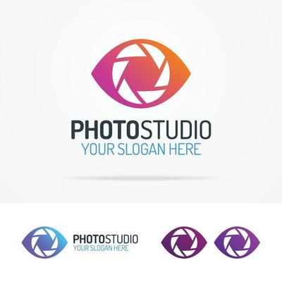 Photography logo set with colorful photo camera color style. Vector Illustration