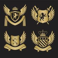 siluetas de escudo de armas para signos y símbolos. basado e inspirado en la antigua heráldica vector