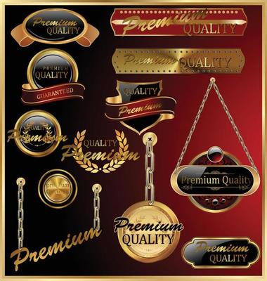 Vector set of black gold - framed labels