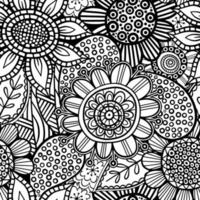 Scandinavian Style Folk Art Floral Doodle vector