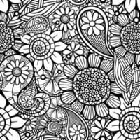 patrón de coloración de arte popular floral contemporáneo vector