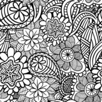 Pretty Floral Folk Art Coloring Pattern vector