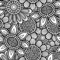 Seamless Folk Art Floral Doodle Pattern