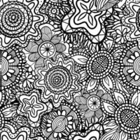 Doodle Floral Folk Art Coloring Pattern vector