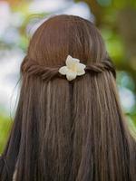 long flowing hair rear view closeup photo