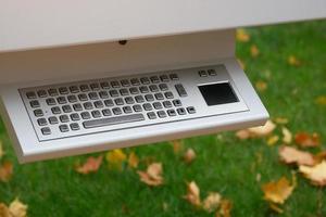 metal vandal-proof keyboard close-up, traveler terminal photo