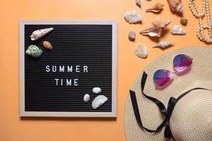 Summer time background with various sea shell photo