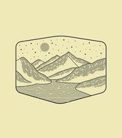 Vector illustration of North Cascades National Park in mono line style for badges, emblems, patches, t-shirts, etc.