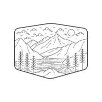 Vector illustration of North Cascades National Park in mono line style for badges, emblems, patches, t-shirts, etc.