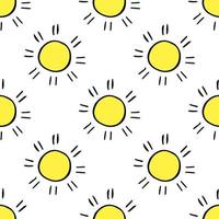 Seamless pattern with sun icons. Doodle sun icons on white background. Doodle summer icons. Summer seamless pattern. Vacation vector pattern