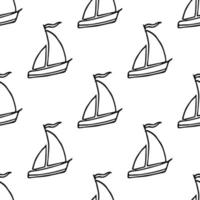 seamless pattern with sailing ships. doodle vector ships pattern