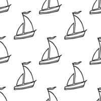 seamless pattern with sailing ships. doodle vector ships pattern