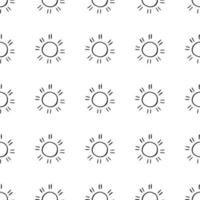 Seamless pattern with sun icons. Doodle sun icons on white background. Doodle summer icons. Summer seamless pattern. Vacation vector pattern