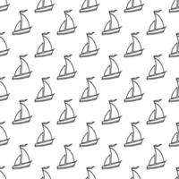 seamless pattern with sailing ships. doodle vector ships pattern
