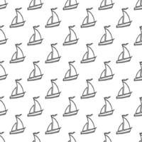 seamless pattern with sailing ships. doodle vector ships pattern