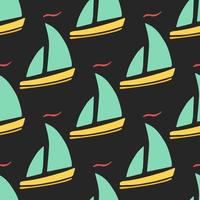 colored seamless pattern with sailing ships. doodle vector ships pattern. children's wallpaper