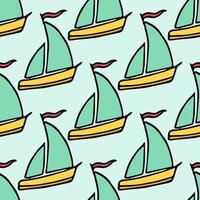 colored seamless pattern with sailing ships. doodle vector ships pattern. children's wallpaper