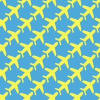 Seamless pattern with airplanes icons. Doodle airplane icons on blue background. Doodle summer travel icons. Summer seamless pattern. travel icons on blue background. Vacation vector pattern