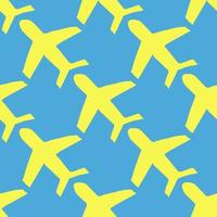 Seamless pattern with airplanes icons. Doodle airplane icons on blue background. Doodle summer travel icons. Summer seamless pattern. travel icons on blue background. Vacation vector pattern