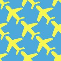 Seamless pattern with airplanes icons. Doodle airplane icons on blue background. Doodle summer travel icons. Summer seamless pattern. travel icons on blue background. Vacation vector pattern