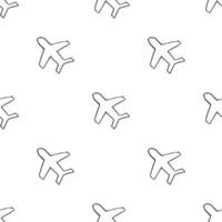 Seamless pattern with airplanes icons. Doodle airplane icons on white background. Doodle summer travel icons. Summer seamless pattern. travel icons on white background. Vacation vector pattern