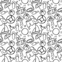 Travel vacation set of icons, journey and trip background. Doodle summer travel icons. Summer seamless pattern. travel icons on white background. Vacation vector pattern with travel icons