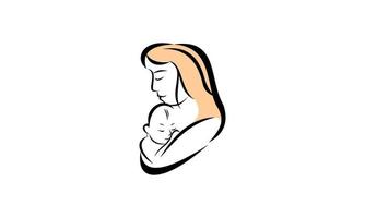 Mother with her baby, mother's day logo vector