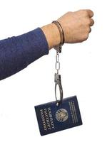 Belarusian passport in handcuffs photo