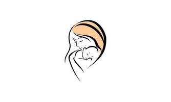 Mother with her baby, mother's day logo vector