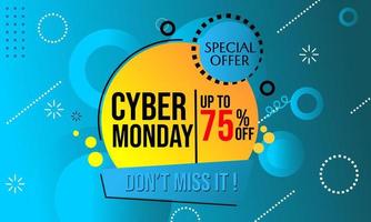 cyber monday banner design with digital theme and blue background. suitable for posters, advertisements and billboards vector