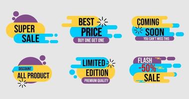 a collection of advertising badges with a modern flat design. used for advertising banner labels and posters vector