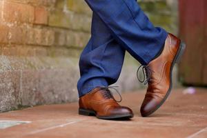 stylish brown men's shoes close-up photo