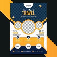 Modern travel business a4 flyer design vector template