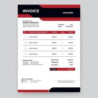 Solid red business invoice vector design template