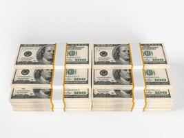 Dollars stack. money saving, profit, investment, reward concept. 3d Rendering photo