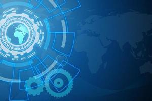 Abstract futuristic technology on blue color background,Cyber security, White gear and tree cog wheel on circuit board, Space for gear text,Technology and engineering photo