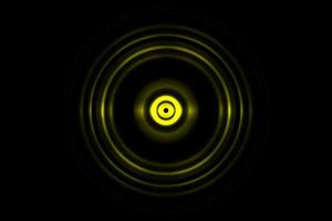 Abstract glowing circle yellow light effect with sound waves oscillating background photo