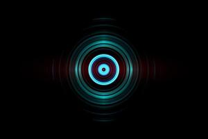 Abstract green ring with sound waves oscillating background photo