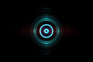 Abstract green ring with sound waves oscillating background photo