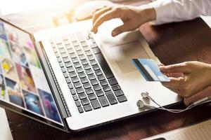 Man using payments online shopping on network connection, m-banking and omni channel photo
